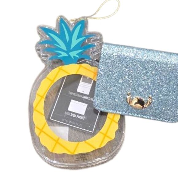 Bioworld Stitch Glitter Card Wallet w/Pineapple Ornament Case - Picture 4 of 7